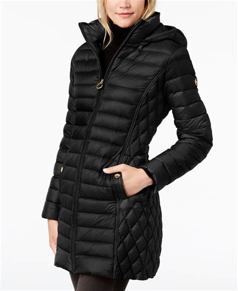 macys michael kors hooded packable puffer coat|Michael Kors lightweight puffer coats.